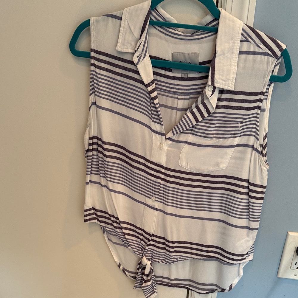 Rails Navy and White Striped Sleeveless Blouse